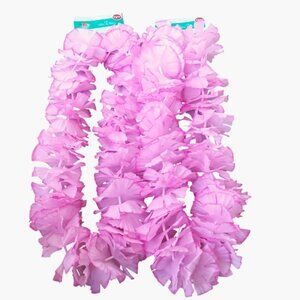 Hawaiian Fabric Flower Lei Pink 42 inch Tropical Luau coastal Tiki Party Lot 2